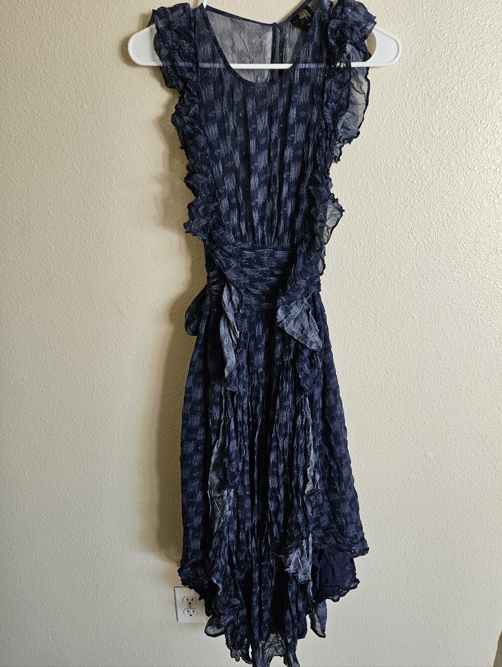 Free People New Romantics Sheer Navy Ruffle Midi Dress